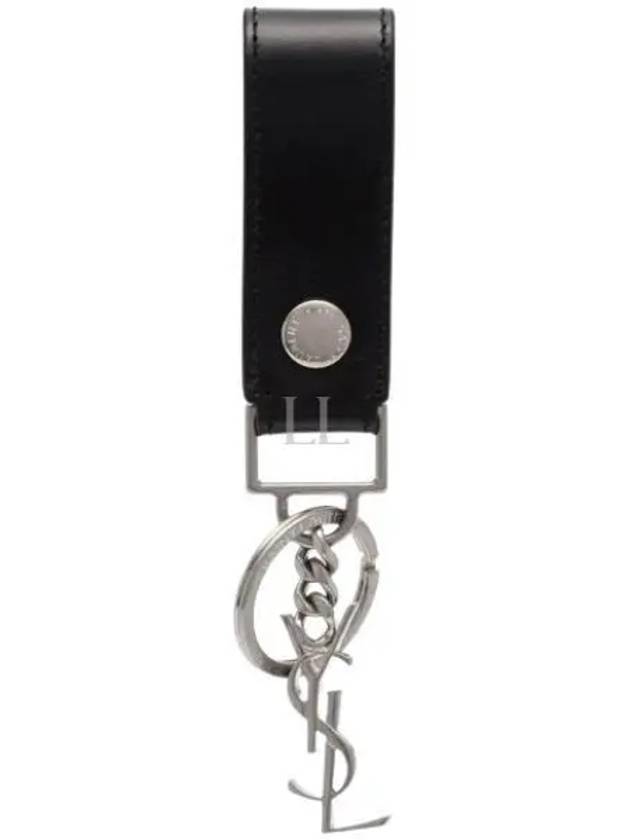 Monogram Leather Key Holder Black Silver - SAINT LAURENT - BALAAN 2