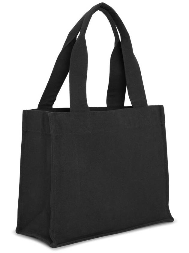 Embroidered Logo Canvas Tote Bag Black - GANNI - BALAAN 3