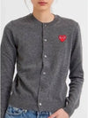 Round neck red heart emblem wool cardigan gray AX N007 - COMME DES GARCONS PLAY - BALAAN 3