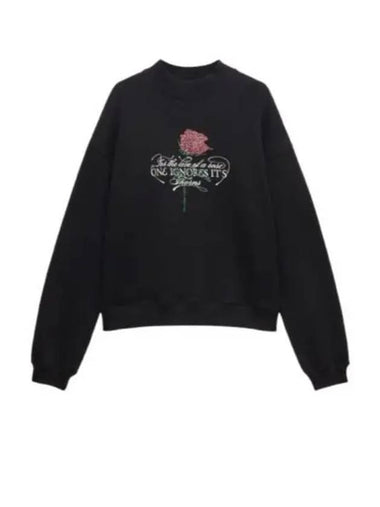 Quote Rhinestone Logo Jersey Sweatshirt Black - MSGM - BALAAN 1