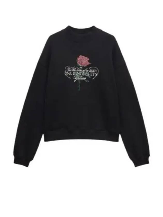 Quote Rhinestone Logo Jersey Sweatshirt Black - MSGM - BALAAN 2