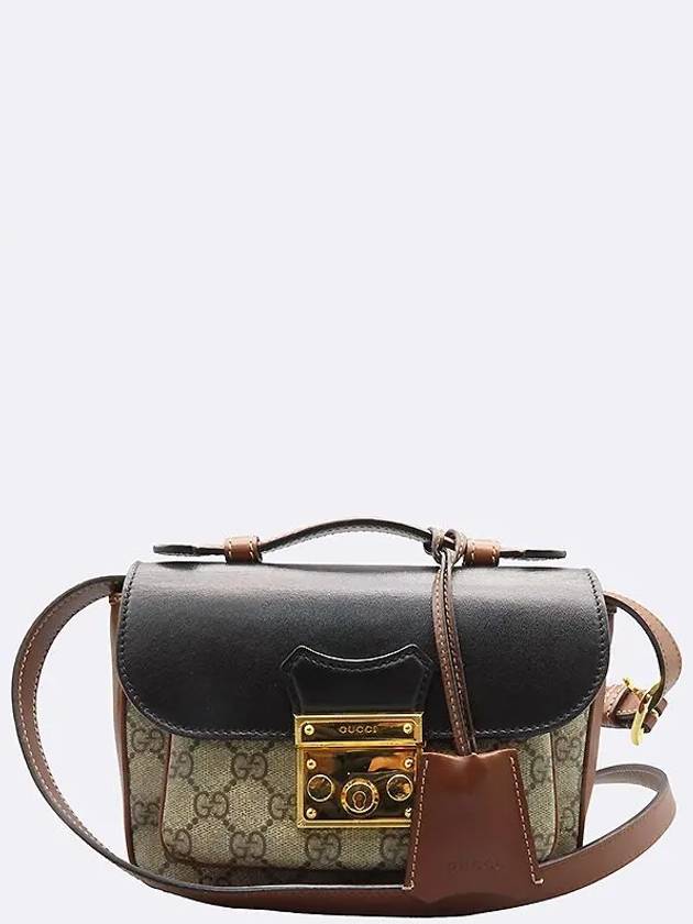 658487 GG Logo Supreme Canvas Burnt Brown Black Leather Trim Paddle Lock Mini Tote Bag Shoulder Strap 2WAY - GUCCI - BALAAN 1