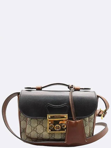 658487 GG Logo Supreme Canvas Burnt Brown Black Leather Trim Paddle Lock Mini Tote Bag Shoulder Strap 2WAY - GUCCI - BALAAN 1