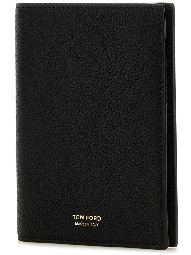 Logo Leather Passport Wallet Black - TOM FORD - BALAAN 2