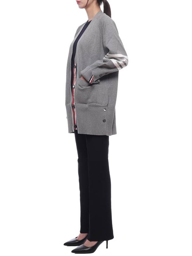 Stitched Cotton 4 Bar Cardigan Grey - THOM BROWNE - BALAAN 5