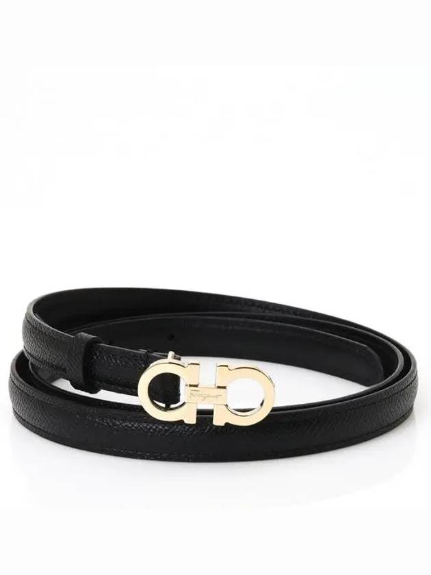 Gancini Leather Belt Black - SALVATORE FERRAGAMO - BALAAN 2