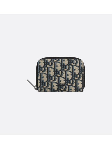 Zipper Jacquard Card Wallet Black Beige - DIOR - BALAAN 1