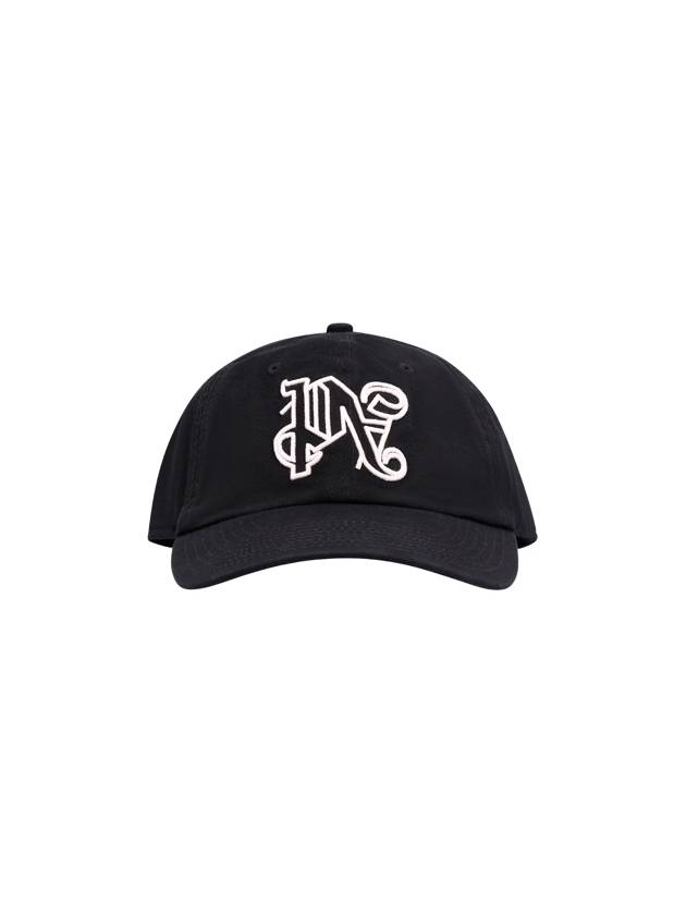 Embroidered Monogram Base Ball Cap Black - PALM ANGELS - BALAAN 4