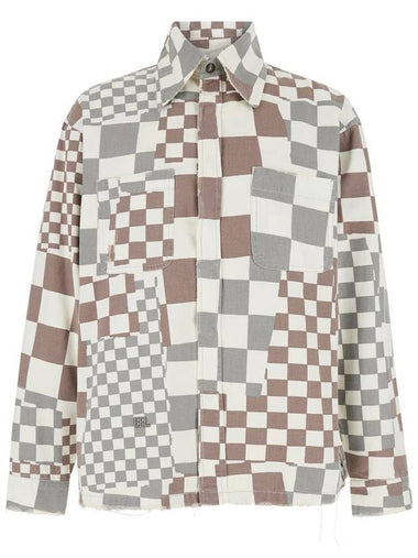 Multicolor Jacket With Asymmetric Check Motif In Cotton Denim Man - ERL - BALAAN 1