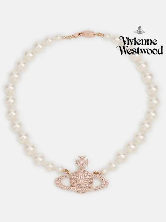 One Row Pearl Bas Relief Necklace Rose Gold - VIVIENNE WESTWOOD - BALAAN 3