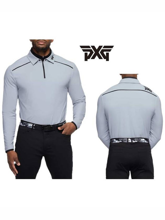 Golf Wear 1 4 Zipper Long Sleeve Bonded Stripe Polo - PXG - BALAAN 1