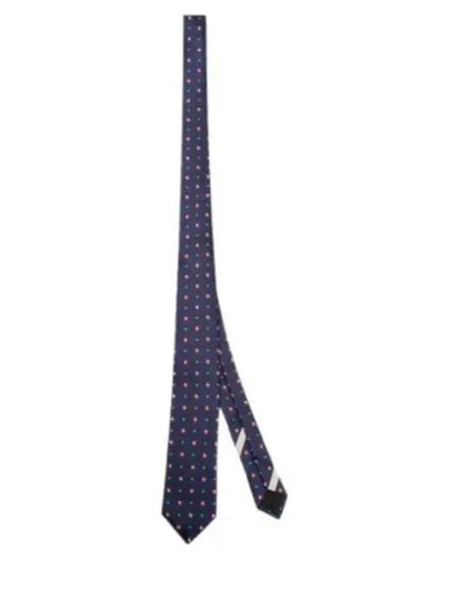 Floral Jacquard Silk Tie Navy - VALENTINO - BALAAN 2