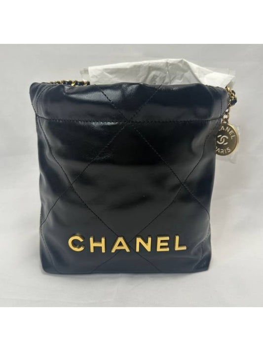 22 Bag Jenny Mini Shiny Calfskin Gold Black AS3980 - CHANEL - BALAAN 1