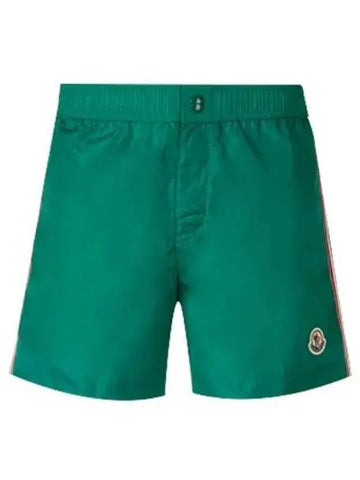 Logo Patch Side Swim Shorts Green Men s Pants 271607 - MONCLER - BALAAN 1