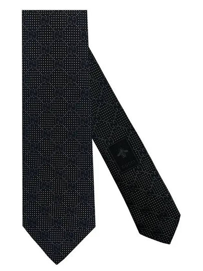 Men's GG Dot Pattern Silk Necktie Black - GUCCI - BALAAN 2