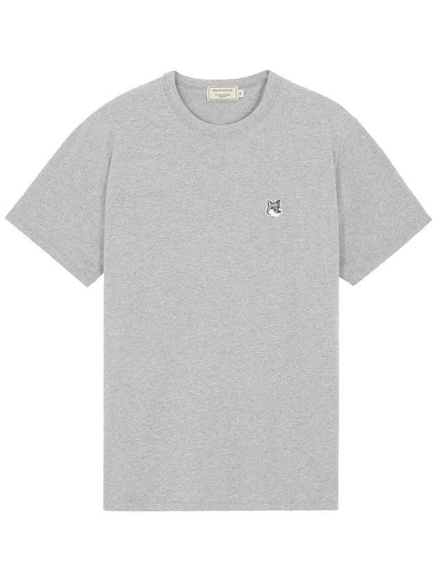 Grey Fox Head Patch Classic Short Sleeve T-Shirt Grey Melange - MAISON KITSUNE - BALAAN 1