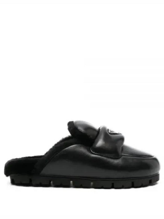 Logo Padded Leather Mule Black - PRADA - BALAAN 2