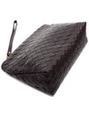 Intrecciato Leather Clutch Bag Dark Brown - BOTTEGA VENETA - BALAAN 6