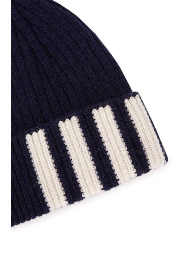 4 Bar Stripe Cashmere Beanie Navy - THOM BROWNE - BALAAN 4