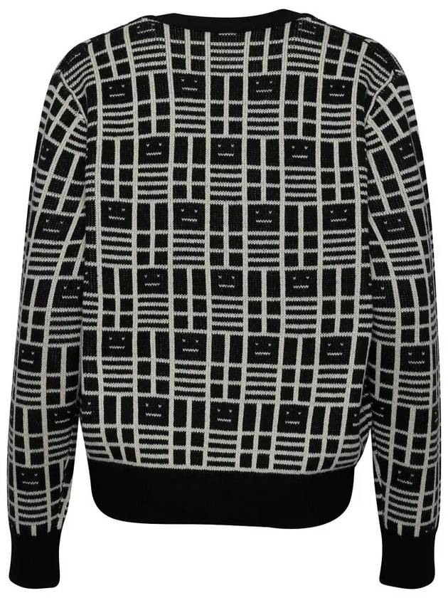 Face Checkerboard Logo Cardigan Black - ACNE STUDIOS - BALAAN 4