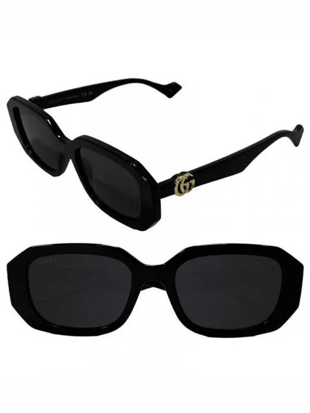 Eyewear Double G Geometric Frame Sunglasses Black - GUCCI - BALAAN 2