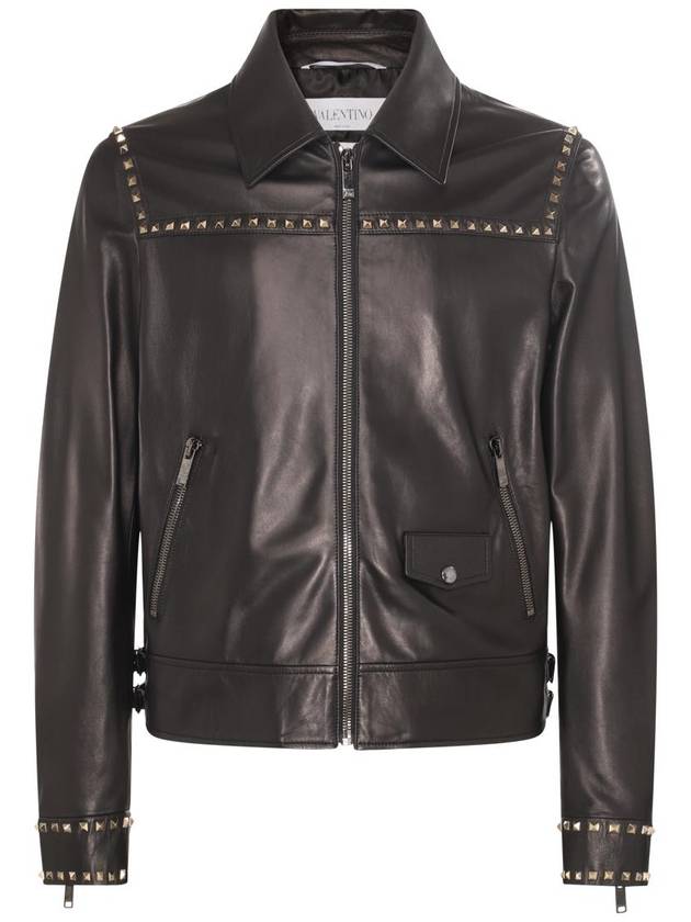 Black Leather Jacket 3V3NAA957YM0NO B0560955579 - VALENTINO - BALAAN 1