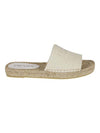 Embroidered Logo Raffia Espadrille Slippers Ivory - PRADA - BALAAN 1