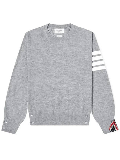 4 Bar Stripe Classic Wool Knit Top Light Grey - THOM BROWNE - BALAAN 2