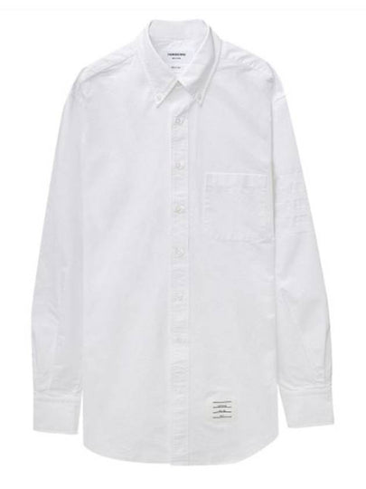 4-Bar Striped Cotton Oxford Long Sleeve Shirt White - THOM BROWNE - BALAAN 2