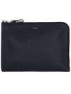 Logo Short Grain Leather Clutch Bag Black - TOM FORD - BALAAN 1