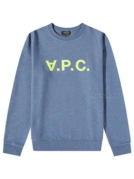 Men's Neon VPC Logo Long Sleeve Sweatshirt Blue - A.P.C. - BALAAN 2