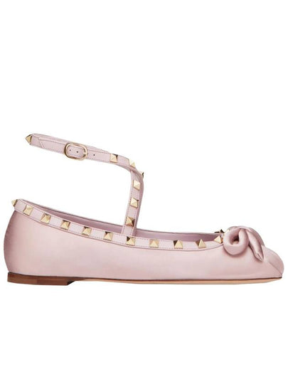 Rockstud Satin Ballerina Pink - VALENTINO - BALAAN 2