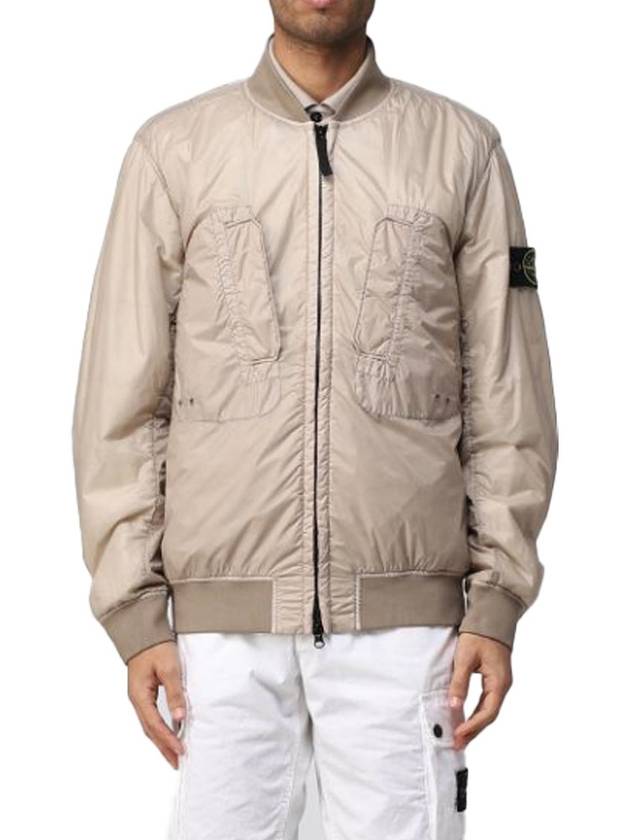 Logo Patch Bomber Jacket Beige - STONE ISLAND - BALAAN 3