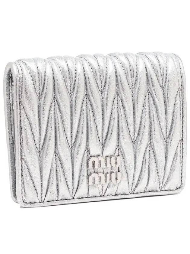 Matelasse Small Napa Leather Half Wallet Silver - MIU MIU - BALAAN 3