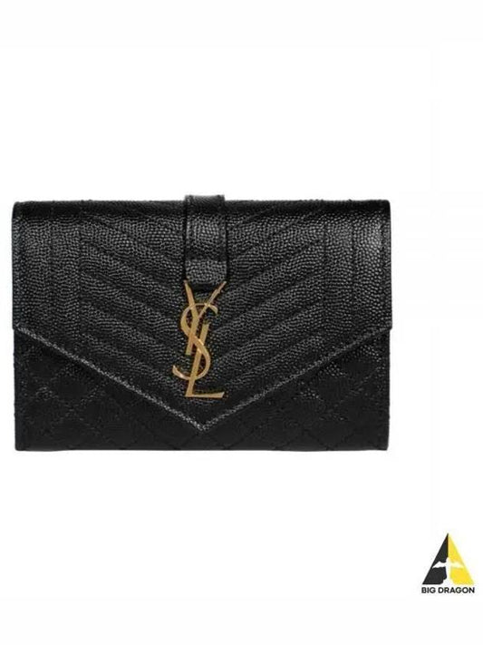 Matelasse Monogram Envelope Small Half Wallet Black - SAINT LAURENT - BALAAN 2