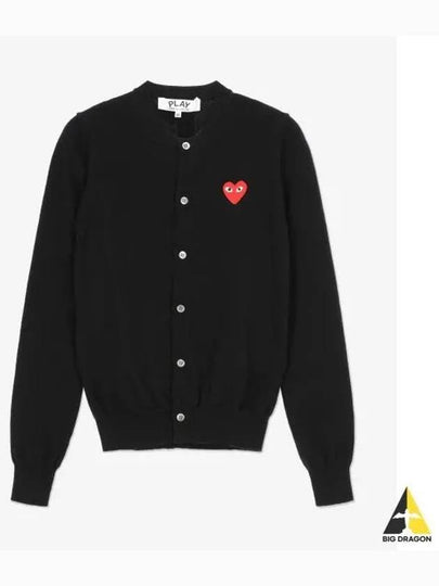 Red Heart Wappen Knit Cardigan Black - COMME DES GARCONS PLAY - BALAAN 2