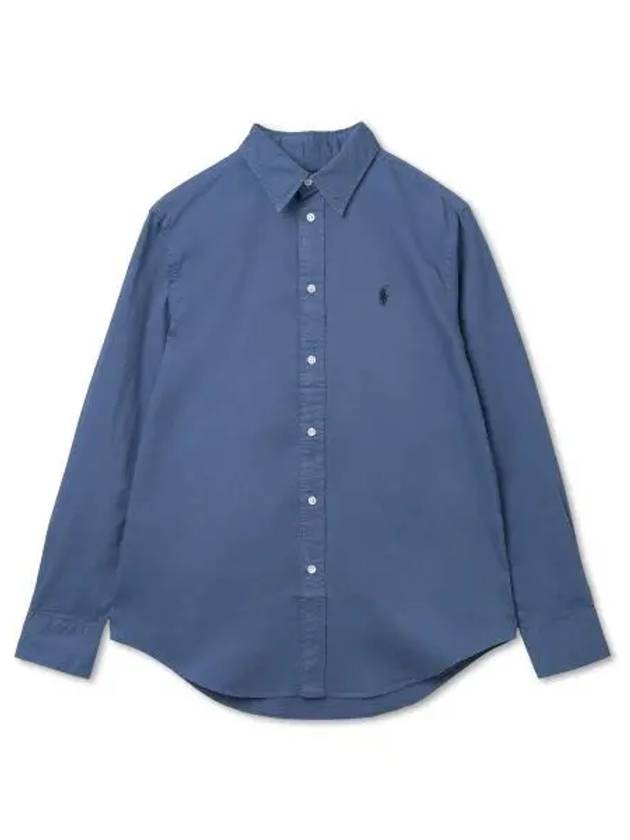 W Relax Fit Cotton Twill Shirt Earth Blue - POLO RALPH LAUREN - BALAAN 1