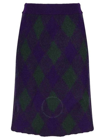 Argyle Wool A-Line Skirt Purple - BURBERRY - BALAAN 2