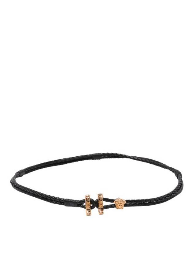 Medusa Greca Leather Necklace Black - VERSACE - BALAAN 1