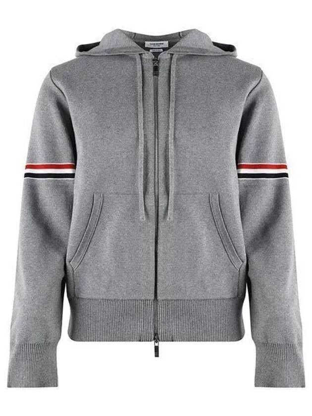 Cotton Milano Armband Zip Up Hoodie Light Grey - THOM BROWNE - BALAAN 2