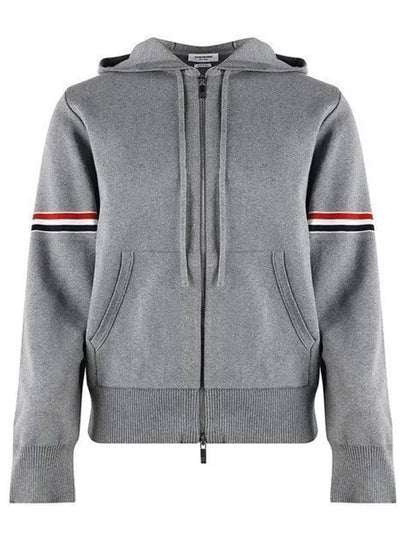 Cotton Milano Armband Zip Up Hoodie Light Grey - THOM BROWNE - BALAAN 2