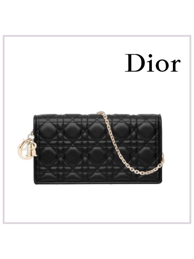 Lady Cannage Lambskin Chain Pouch Bag Black - DIOR - BALAAN 2