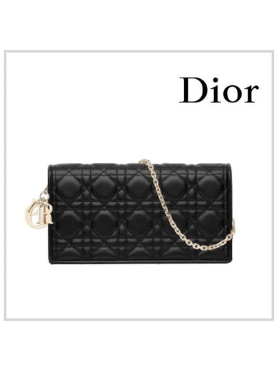 Lady Cannage Lambskin Chain Pouch Bag Black - DIOR - BALAAN 2