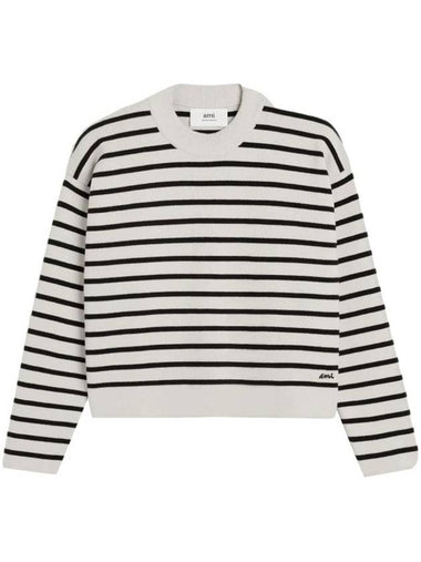 Striped Cotton Wool Knit Top - AMI - BALAAN 1