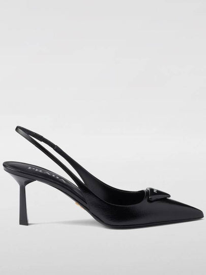 Saffiano Patent Leather Slingback Heel Black - PRADA - BALAAN 2