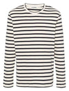 Striped Motif Cotton Long Sleeve T-shirt Beige Navy - JIL SANDER - BALAAN 2