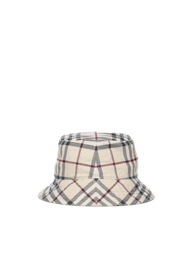 Stone Check Cotton Bucket Hat Beige - BURBERRY - BALAAN 4