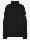 Compass Patch Cotton Fleece Polo Knit Top Black - STONE ISLAND - BALAAN 2