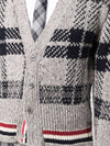 Tartan Check Three Stripes Mohair Cardigan MKC431A - THOM BROWNE - BALAAN 5