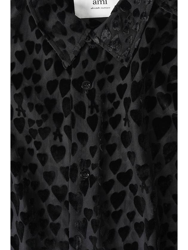 Velvet Heart Pattern Blouse Black - AMI - BALAAN 5